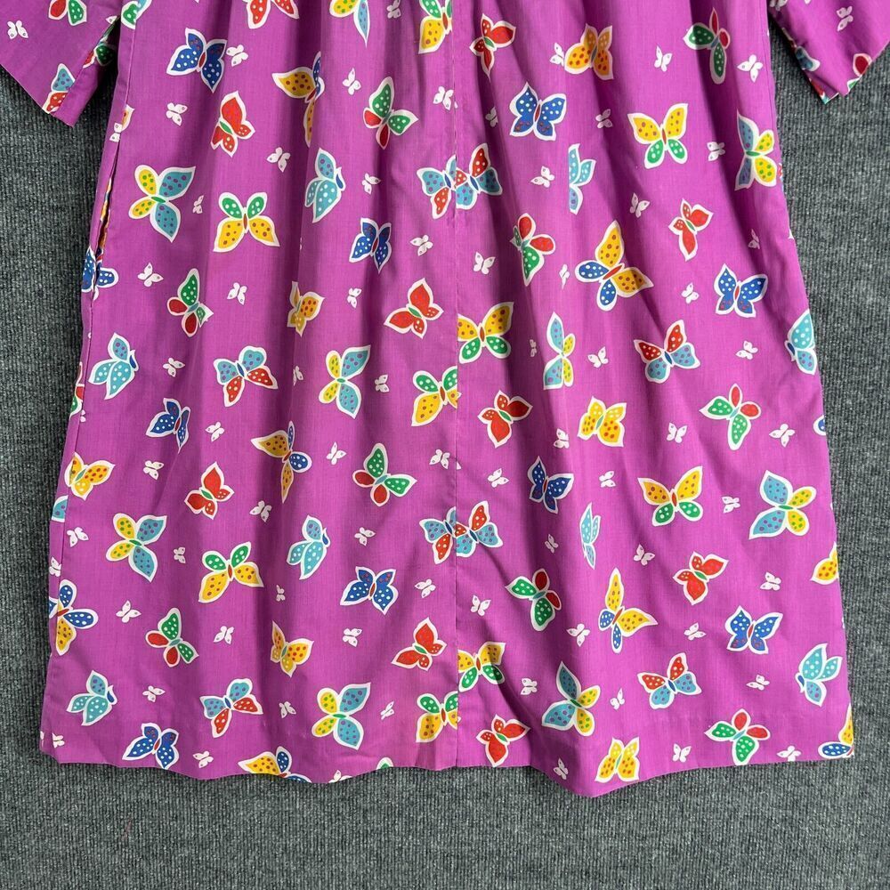 Vintage Sabrina Mervyns Womens House Dress MuuMuu Size 14 Purple Butterfly Print - Picture 3 of 11